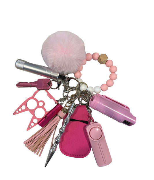 Premium Pink Safety Keychain Set