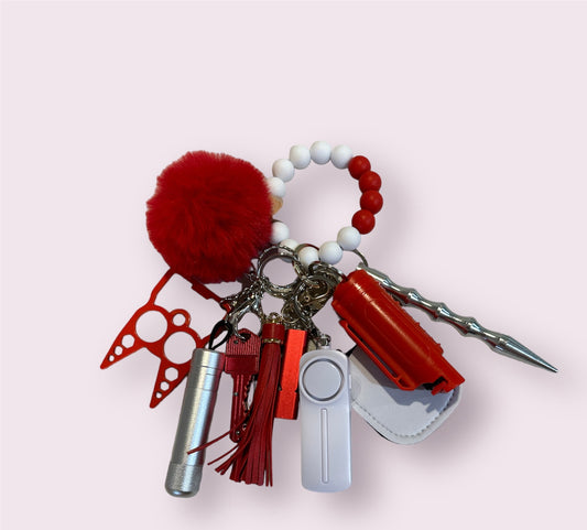 Premium Red Safety Keychain Set