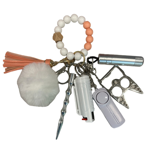 Premium Peach Safety Keychain Set